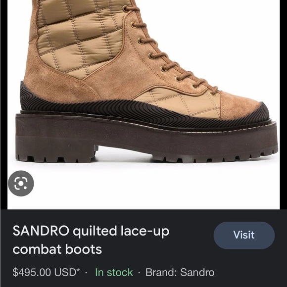 Sandro Quilted Leather Combat Boot - Picture 5 of 5